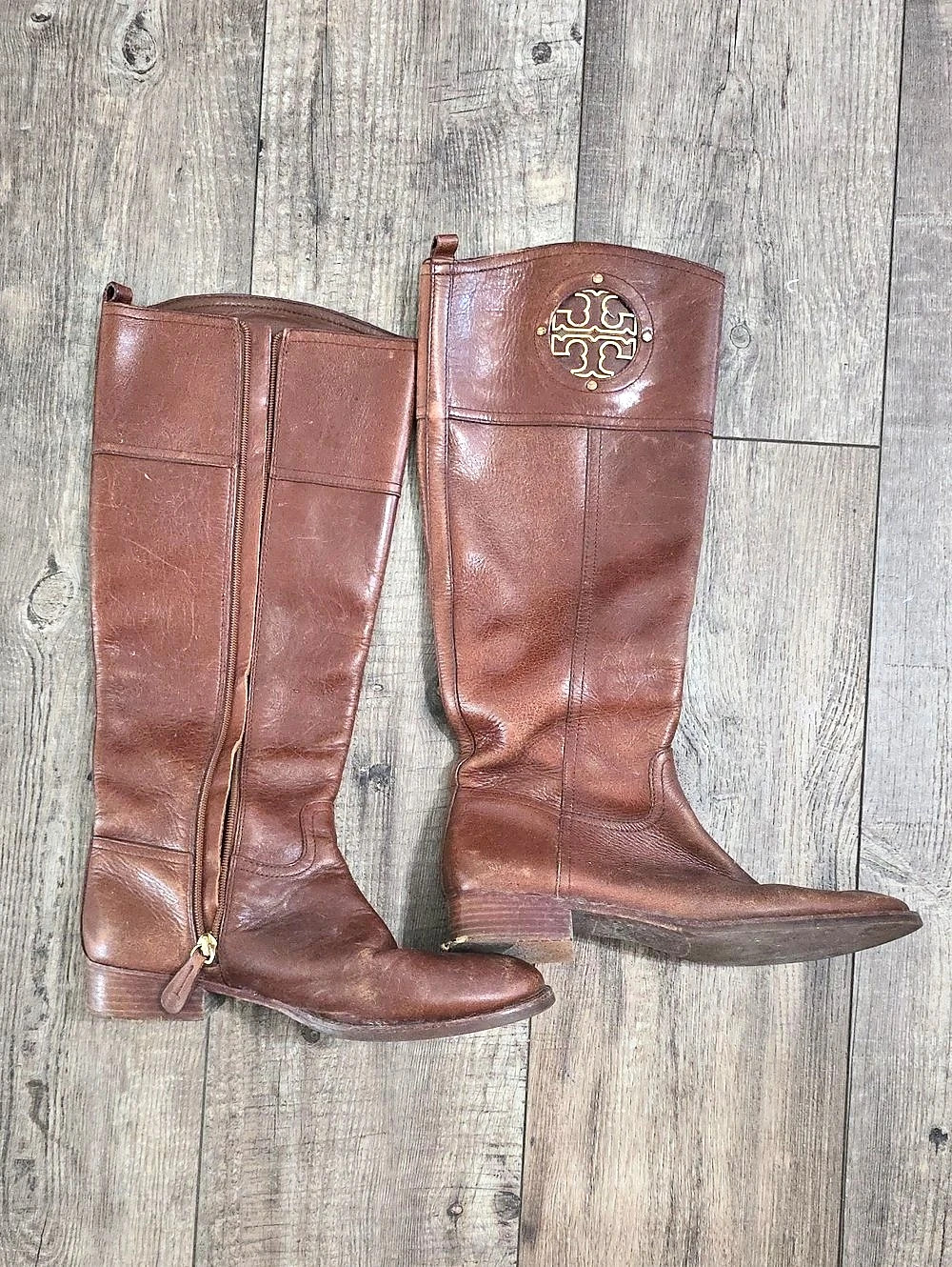 Tory Burch Leather Over-the-Knee Boots in Brown